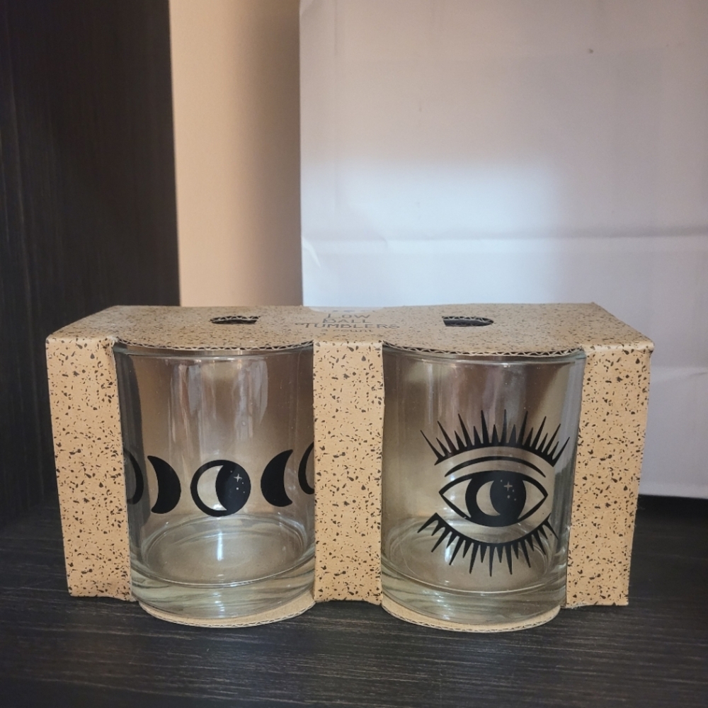 Highball Glasses Set Moon And Eye